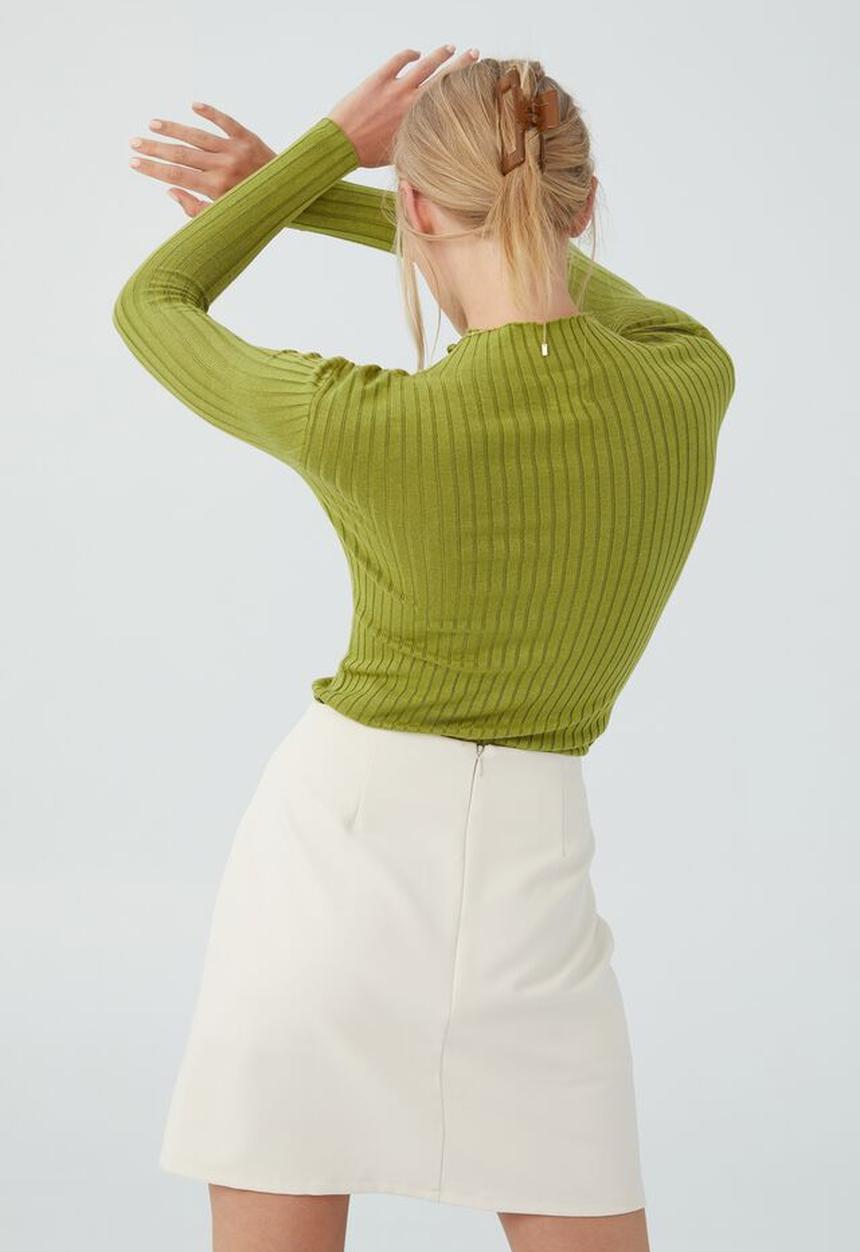 Cotton On - Ribbing mock neck pullover - utility green two tone