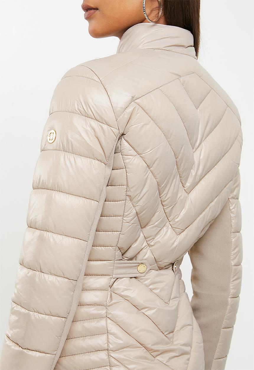 SISSY BOY - Basic quilted puffer jacket with gold hardware detaling - taupe