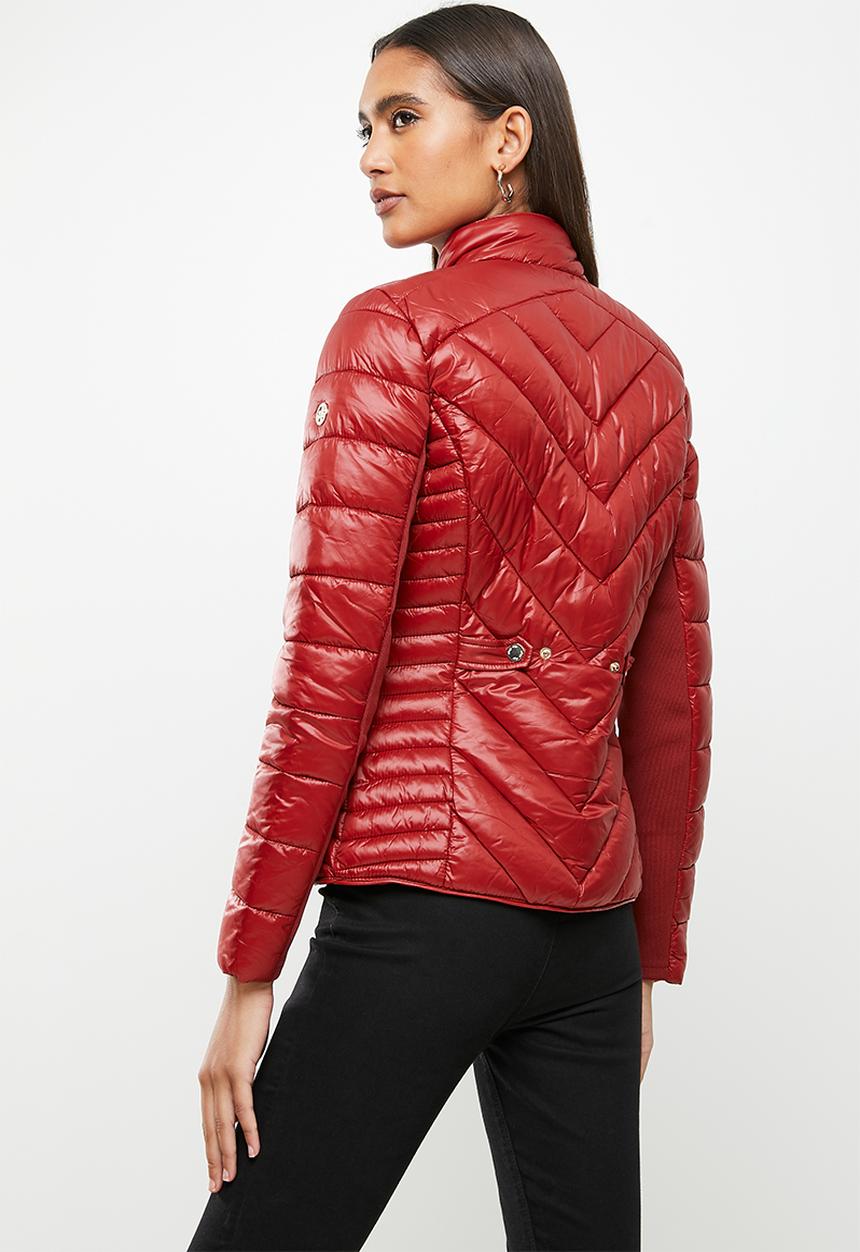 SISSY BOY - Basic quilted puffer jacket with gold hardware detaling - red