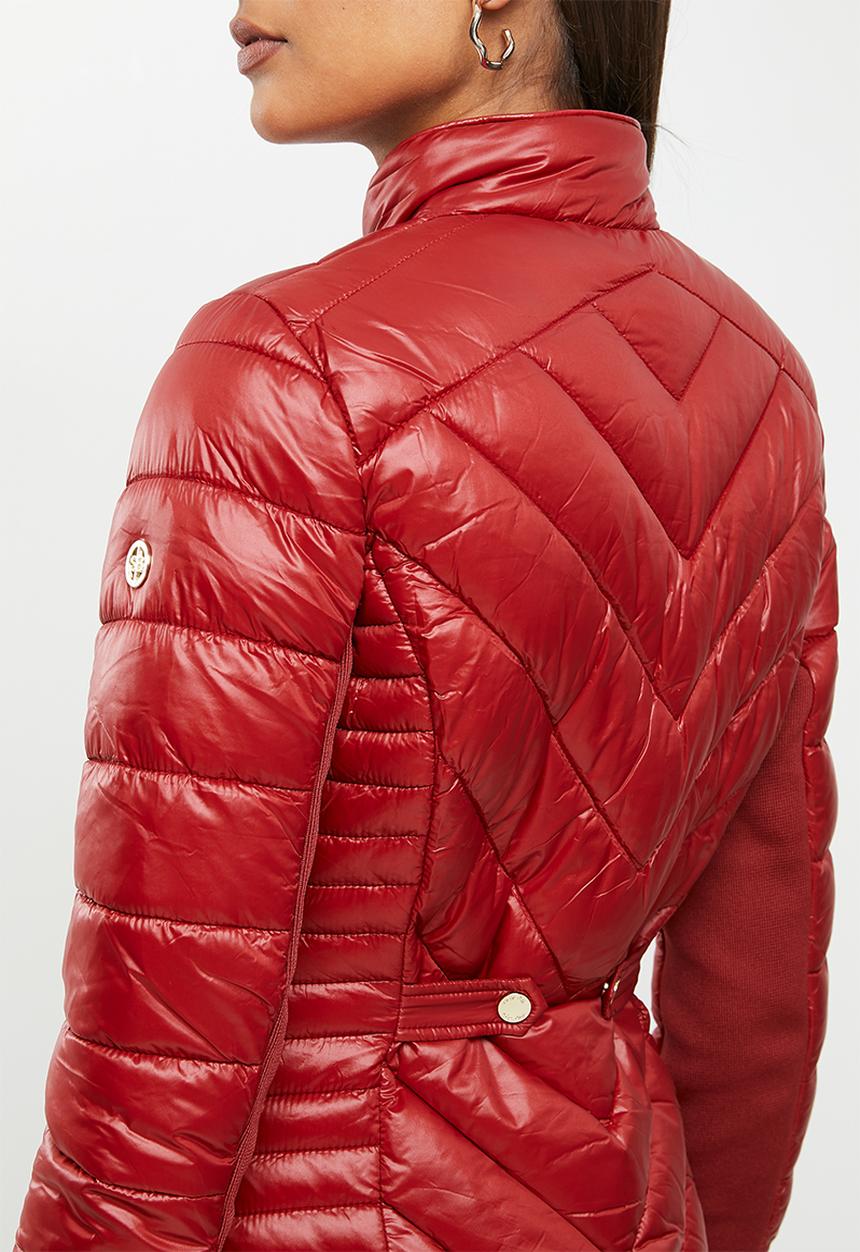 SISSY BOY - Basic quilted puffer jacket with gold hardware detaling - red