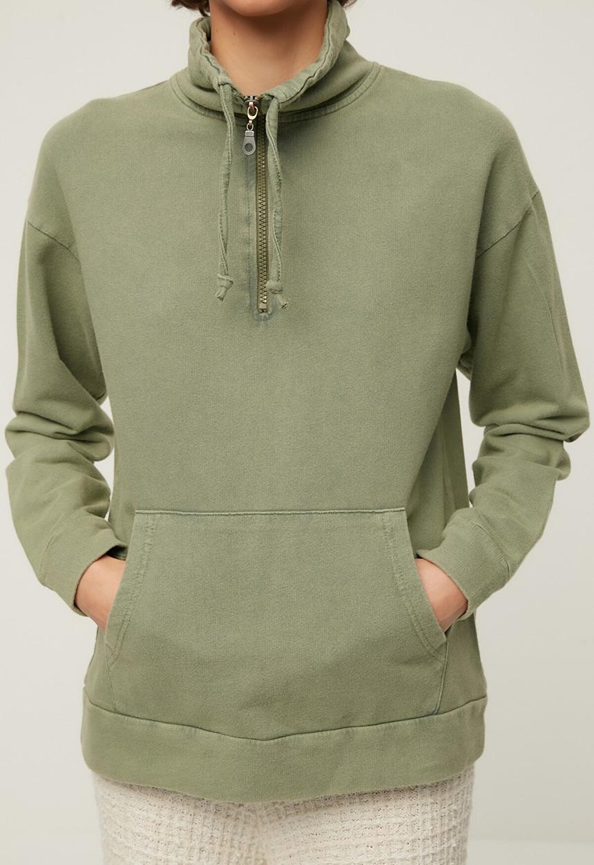 Trendyol - Wash stand up loose knitted sweatshirt  -  khaki