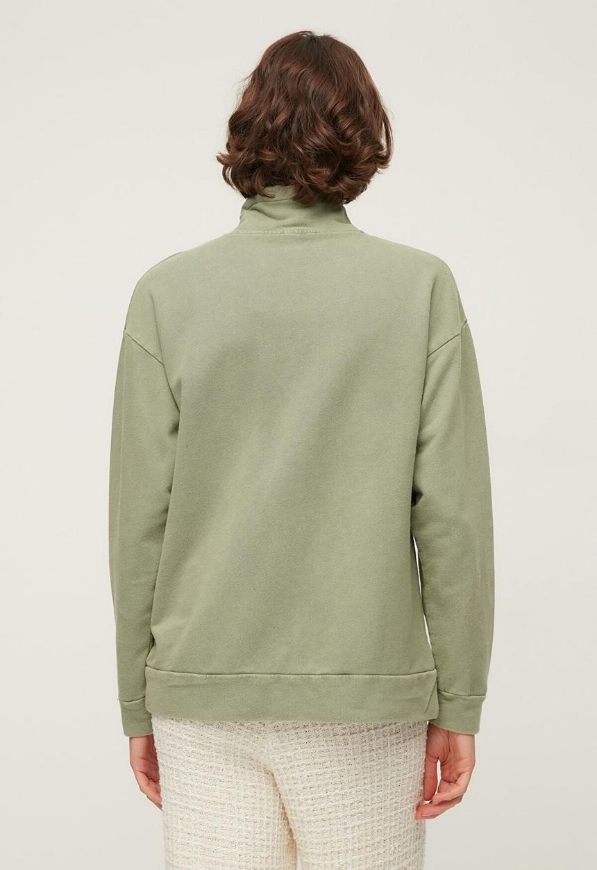 Trendyol - Wash stand up loose knitted sweatshirt  -  khaki