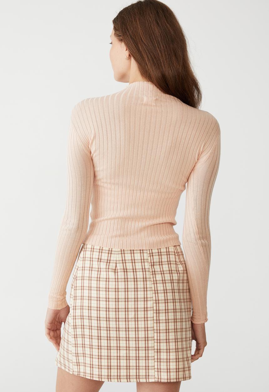 Cotton On - Ribbing mock neck pullover - pale pink