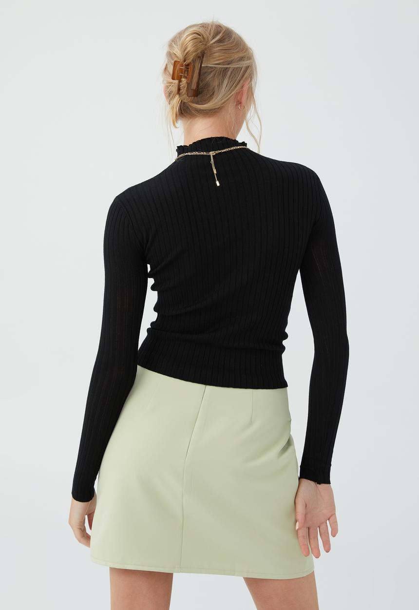 Cotton On - Ribbing mock neck pullover - black