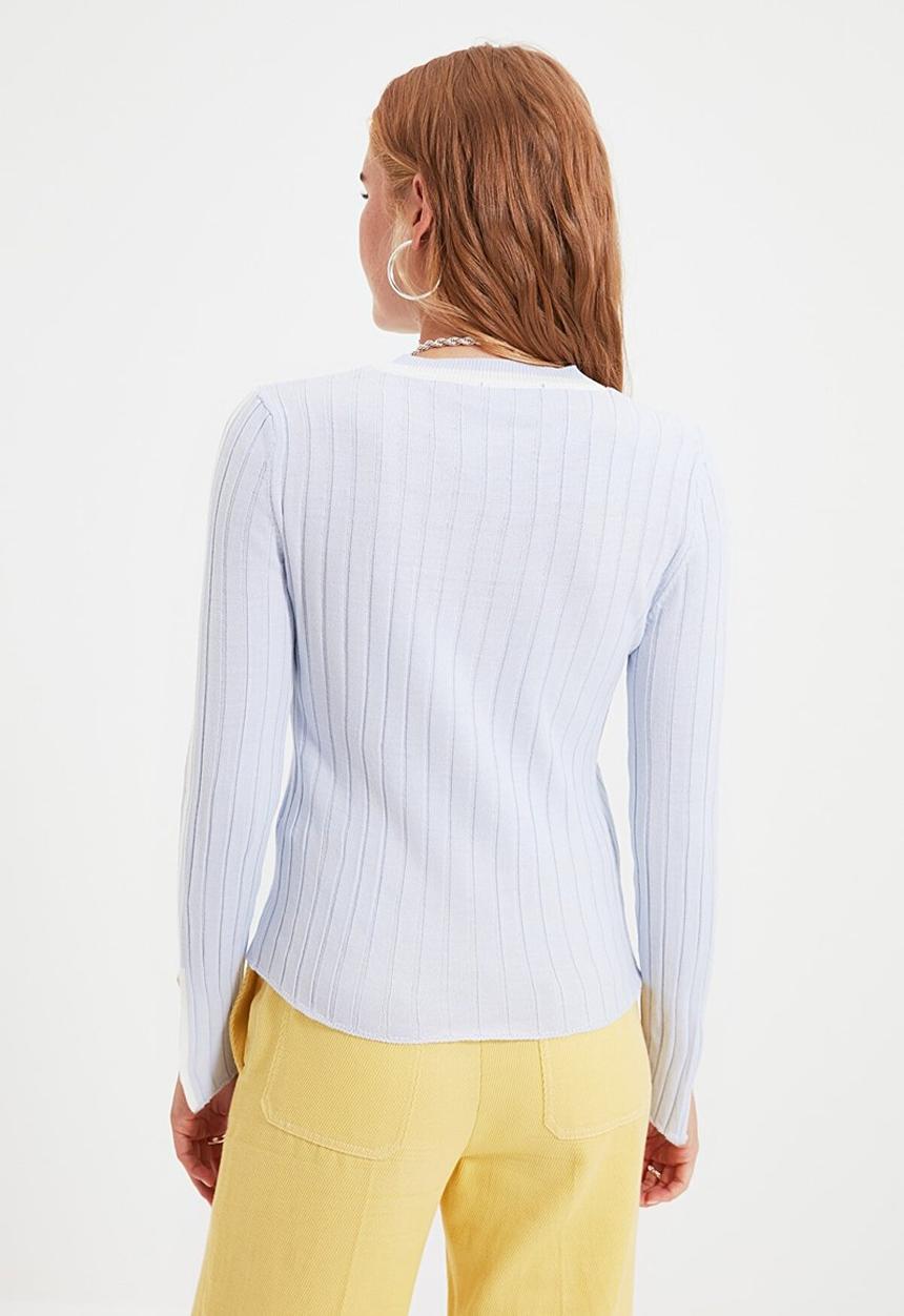 Trendyol - Slit sleeves knit sweater - blue