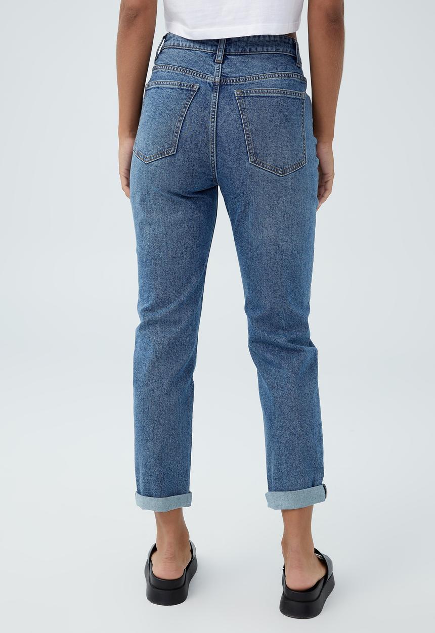 Cotton On - Stretch mom jean - reef blue rip