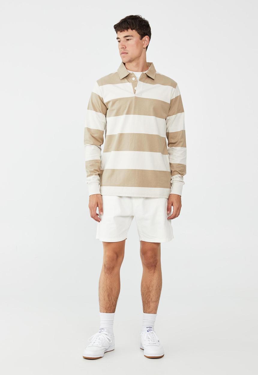 Cotton On - Rugby long sleeve polo-gravel stone bold stripe