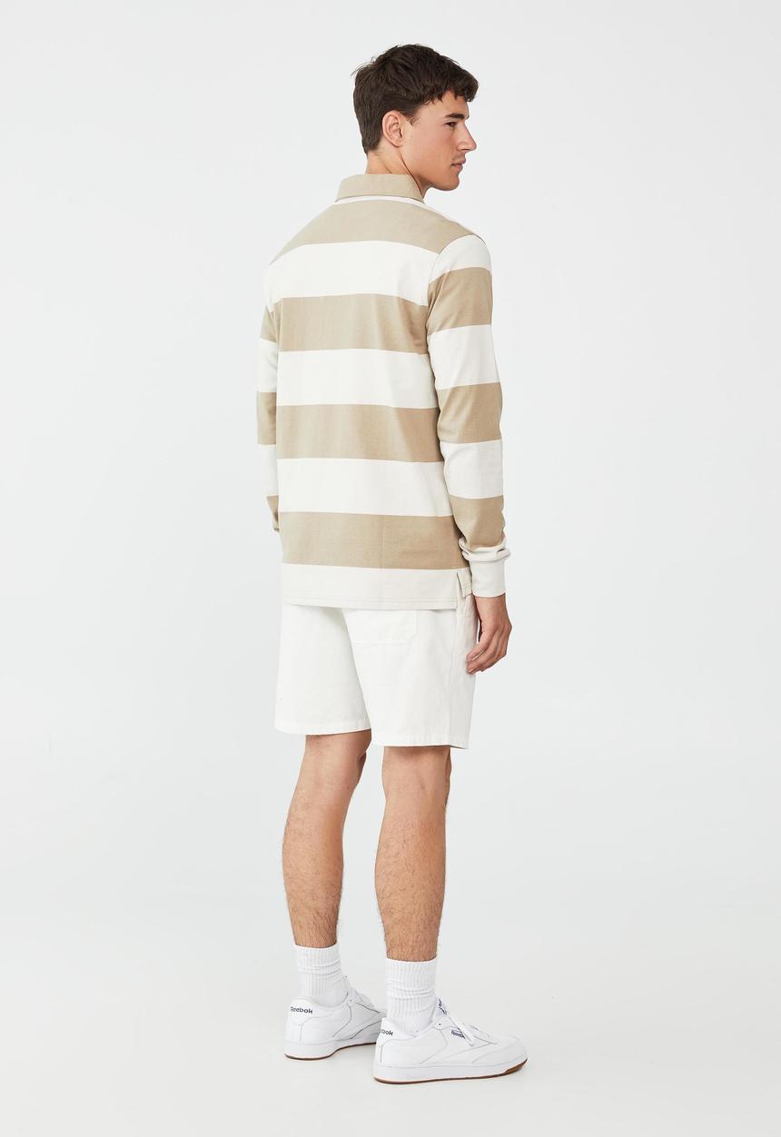 Cotton On - Rugby long sleeve polo-gravel stone bold stripe