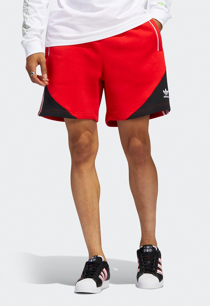 adidas Originals - SST Fleece Shorts - Red &  Black