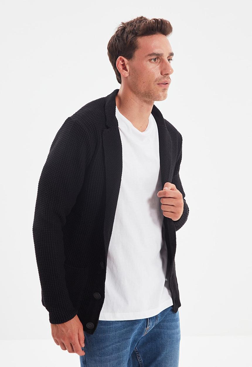 Trendyol - Textured button down cardigan - black