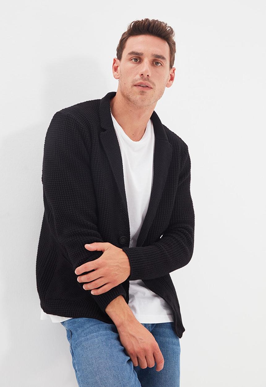 Trendyol - Textured button down cardigan - black