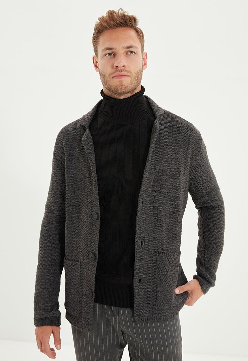 Trendyol - Collar detail cardigan - anthracite