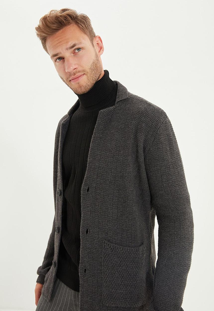 Trendyol - Collar detail cardigan - anthracite