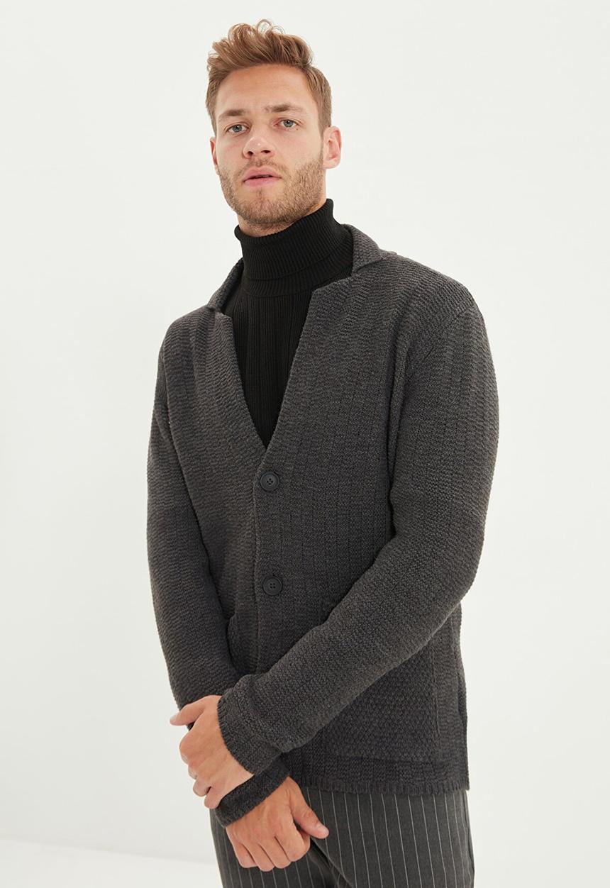Trendyol - Collar detail cardigan - anthracite