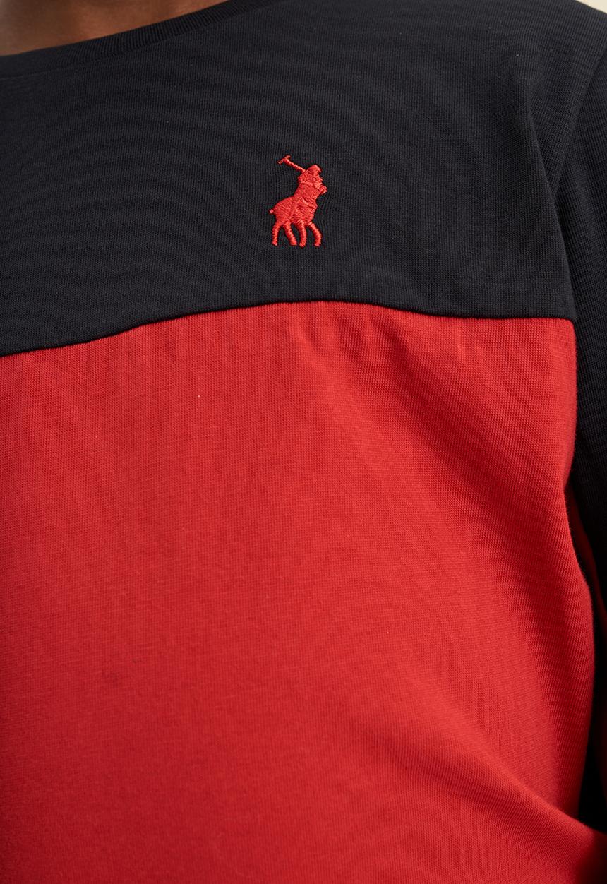 POLO - Boys colour blocked long sleeve tee - red