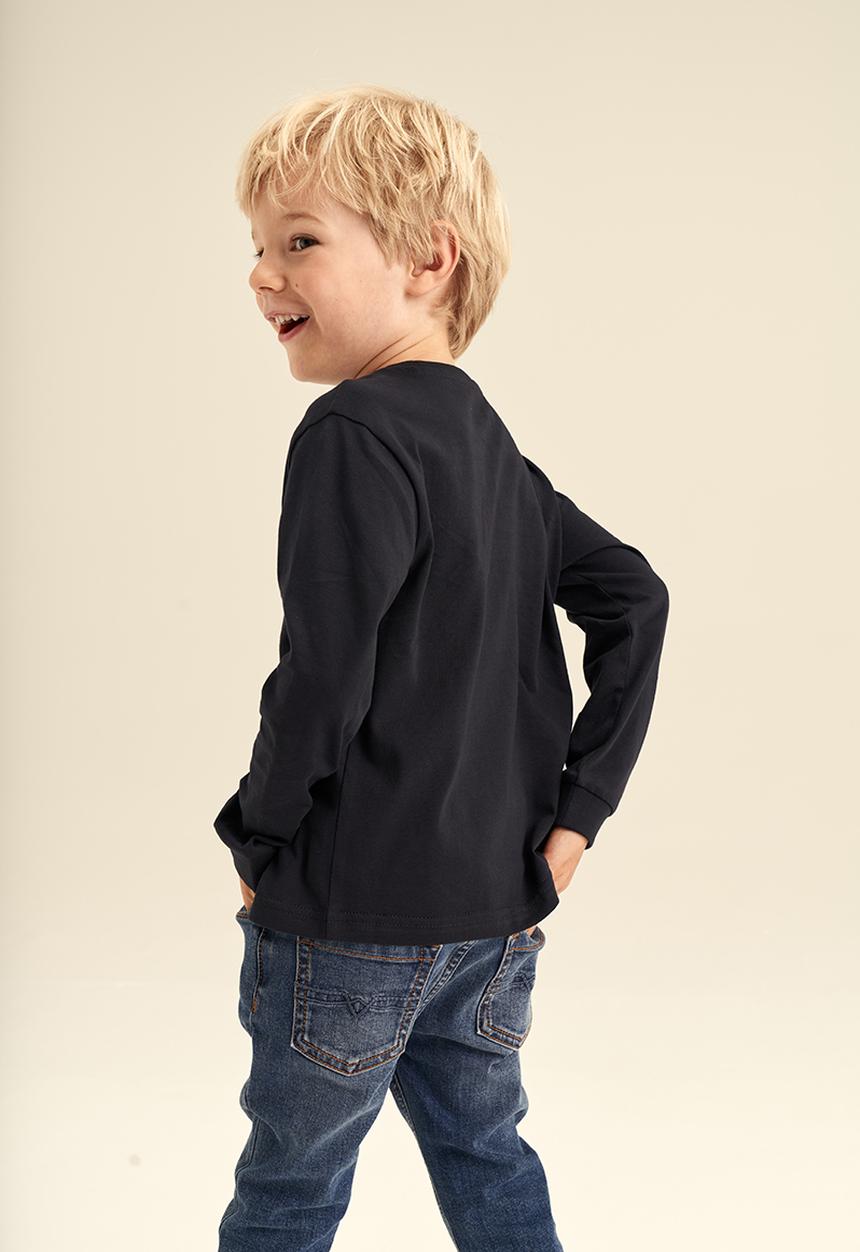 POLO - Boys crested long sleeve rib cuff tee - navy