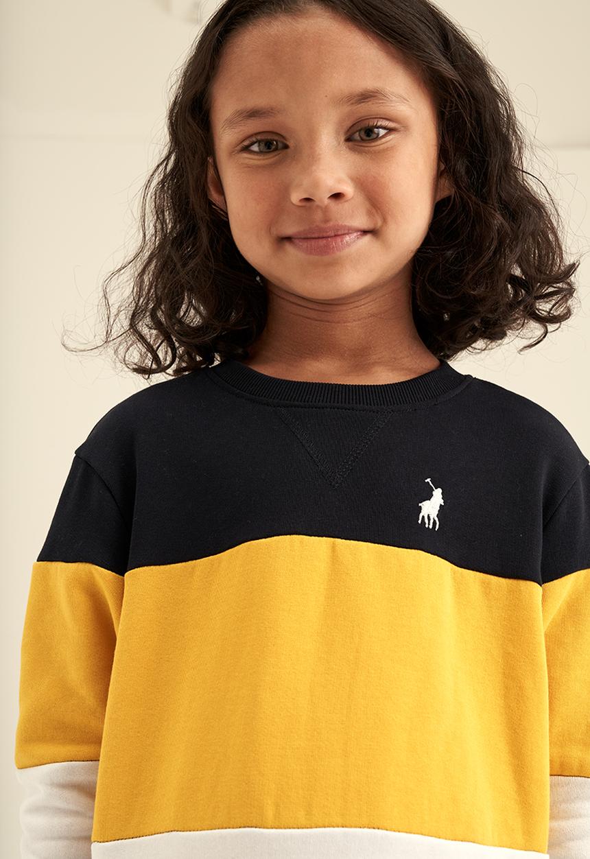 POLO - Girls colour blocked crew neck sweater - yellow