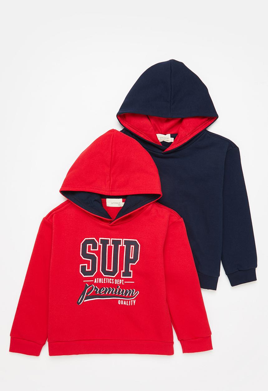 Superbalist Kids - 2 Pack graphic hooded sweatshirt - red & navy