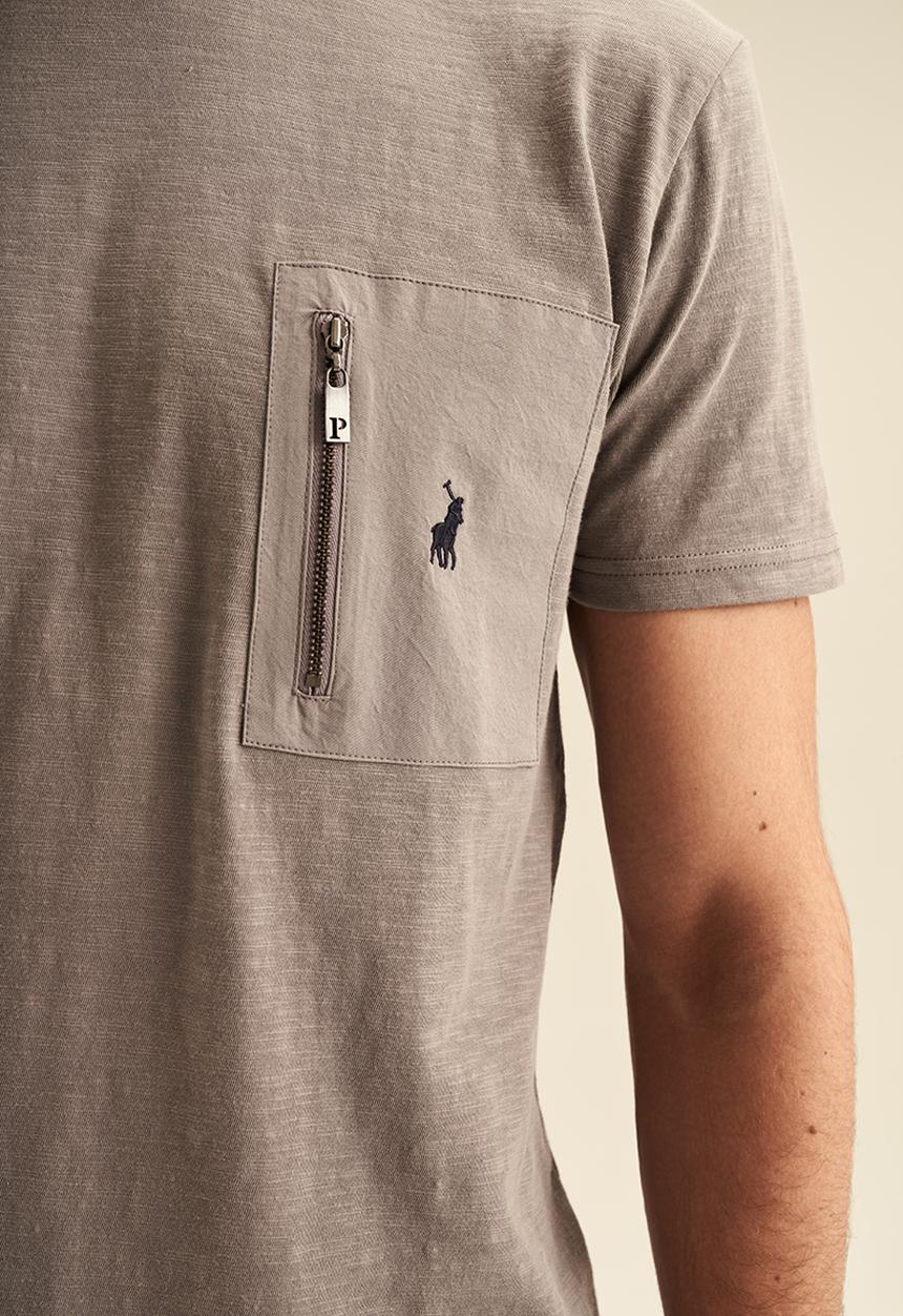 POLO - Men pjc zip pocket short sleeve tee - grey