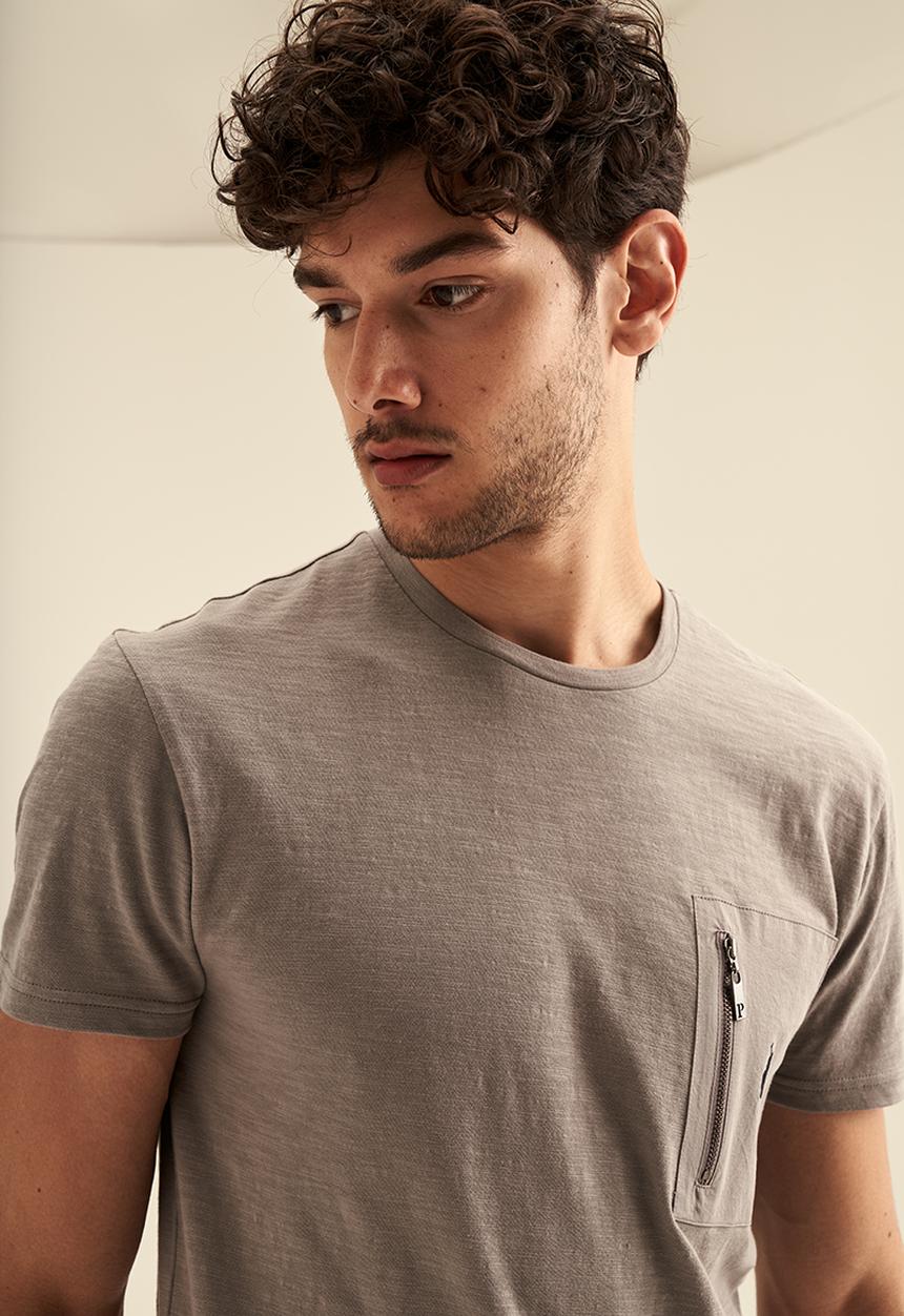 POLO - Men pjc zip pocket short sleeve tee - grey
