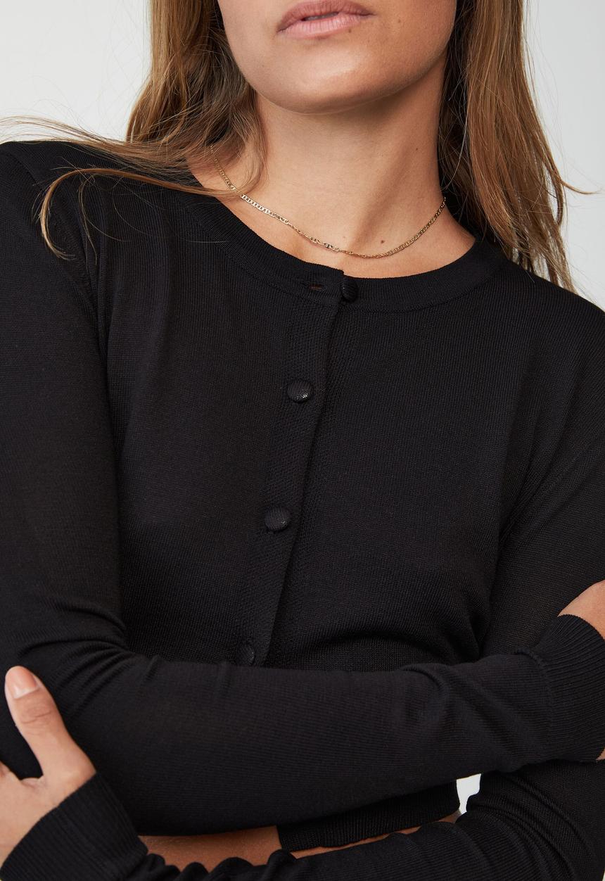 Cotton On - Foxy crop crew cardi - black