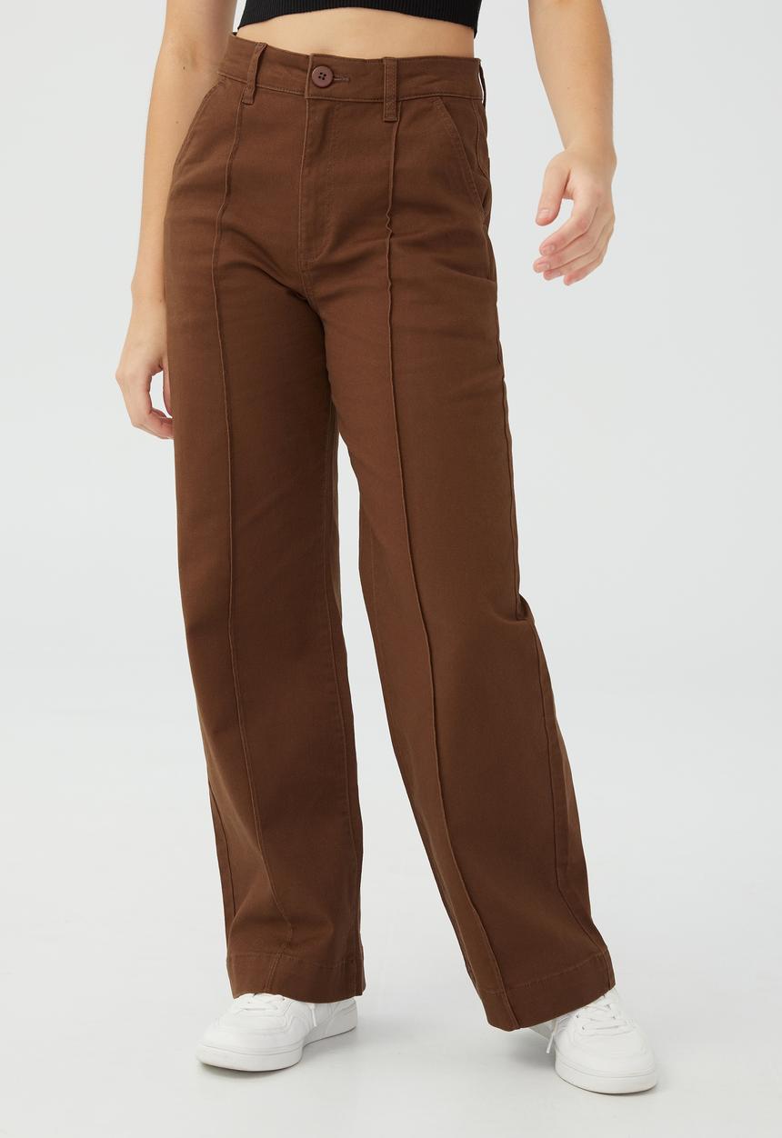 Cotton On - Petite carter wide leg pant - brown