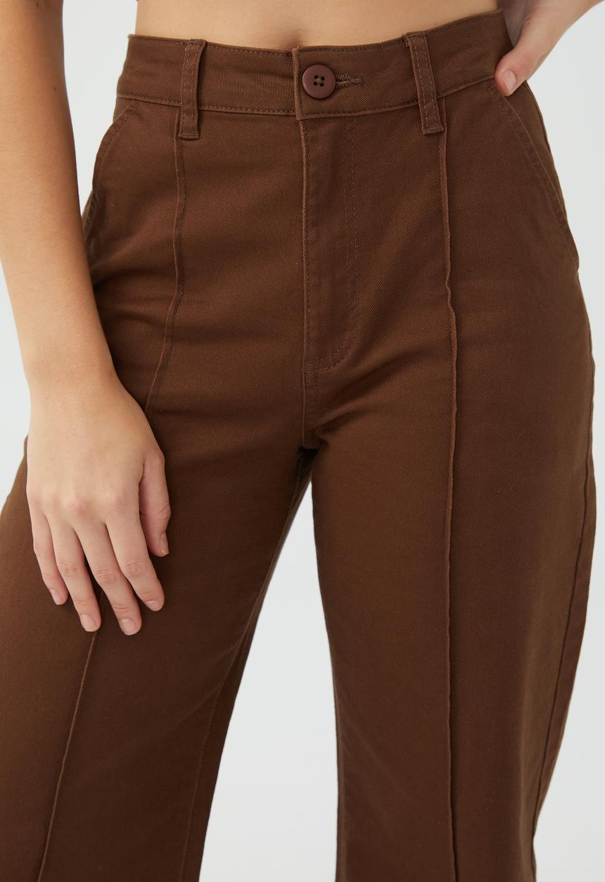 Cotton On - Petite carter wide leg pant - brown
