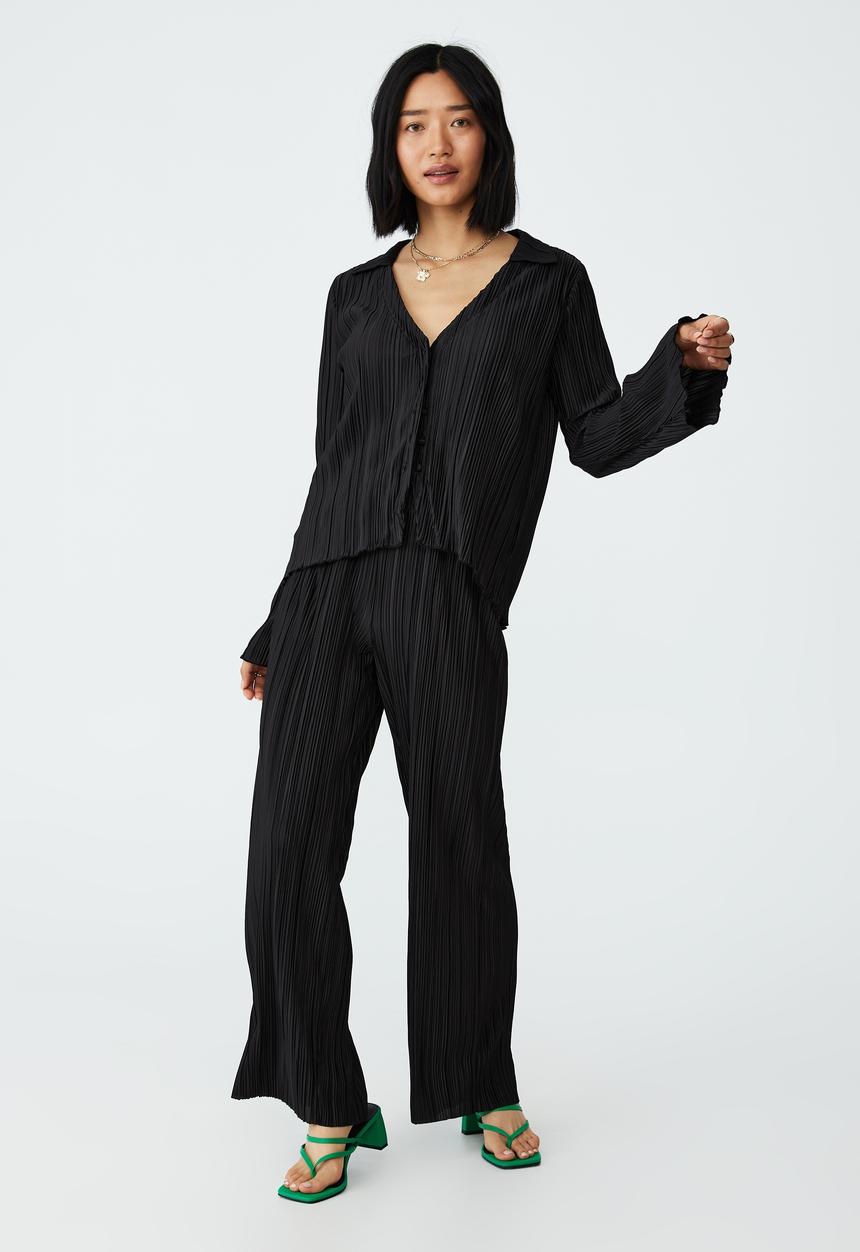 Cotton On - Petite plisse pant - black