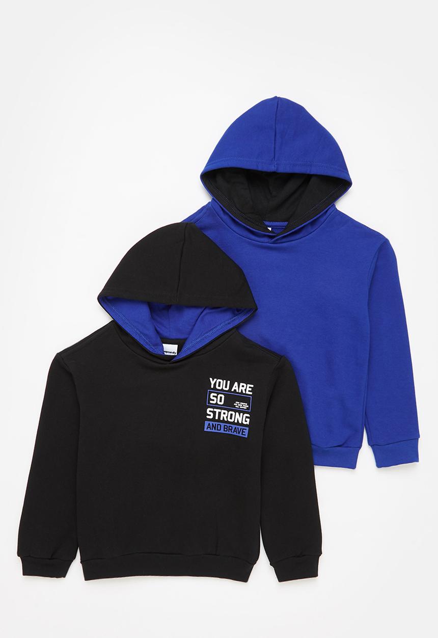 Pop Candy - Boys 2 pack graphic hooded sweatshirt - royal & black