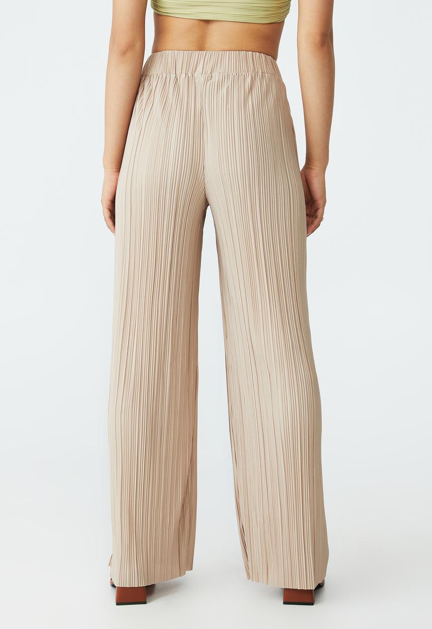 Cotton On - Petite plisse pant - linen taupe