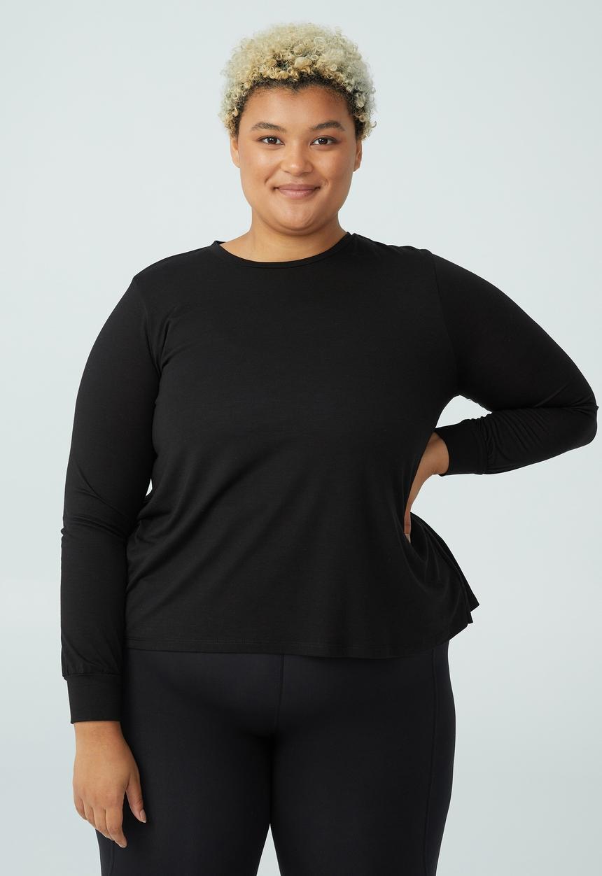 Cotton On - Curve active boyfriend long sleeve tee - black