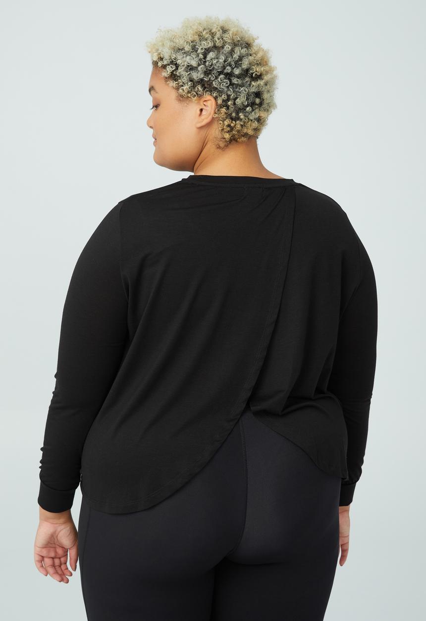 Cotton On - Curve active boyfriend long sleeve tee - black