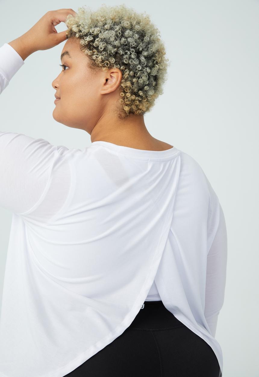Cotton On - Curve active boyfriend long sleeve tee - white