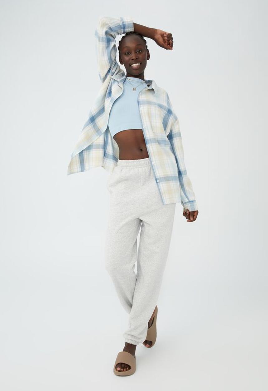 Cotton On - Boyfriend shirt - chilli check calm blue