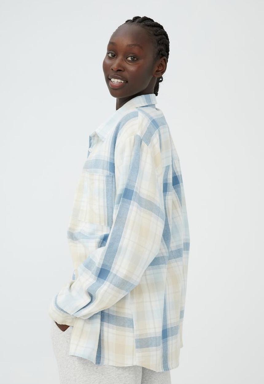 Cotton On - Boyfriend shirt - chilli check calm blue