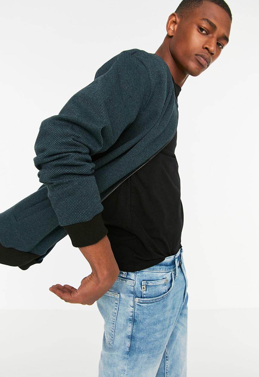 Trendyol - Pax zip through bomber cardigan - petrol