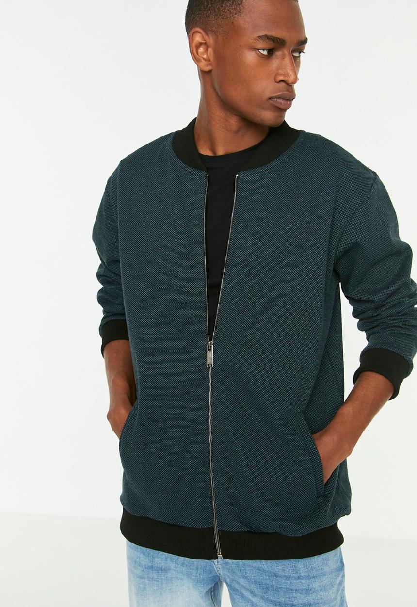 Trendyol - Pax zip through bomber cardigan - petrol