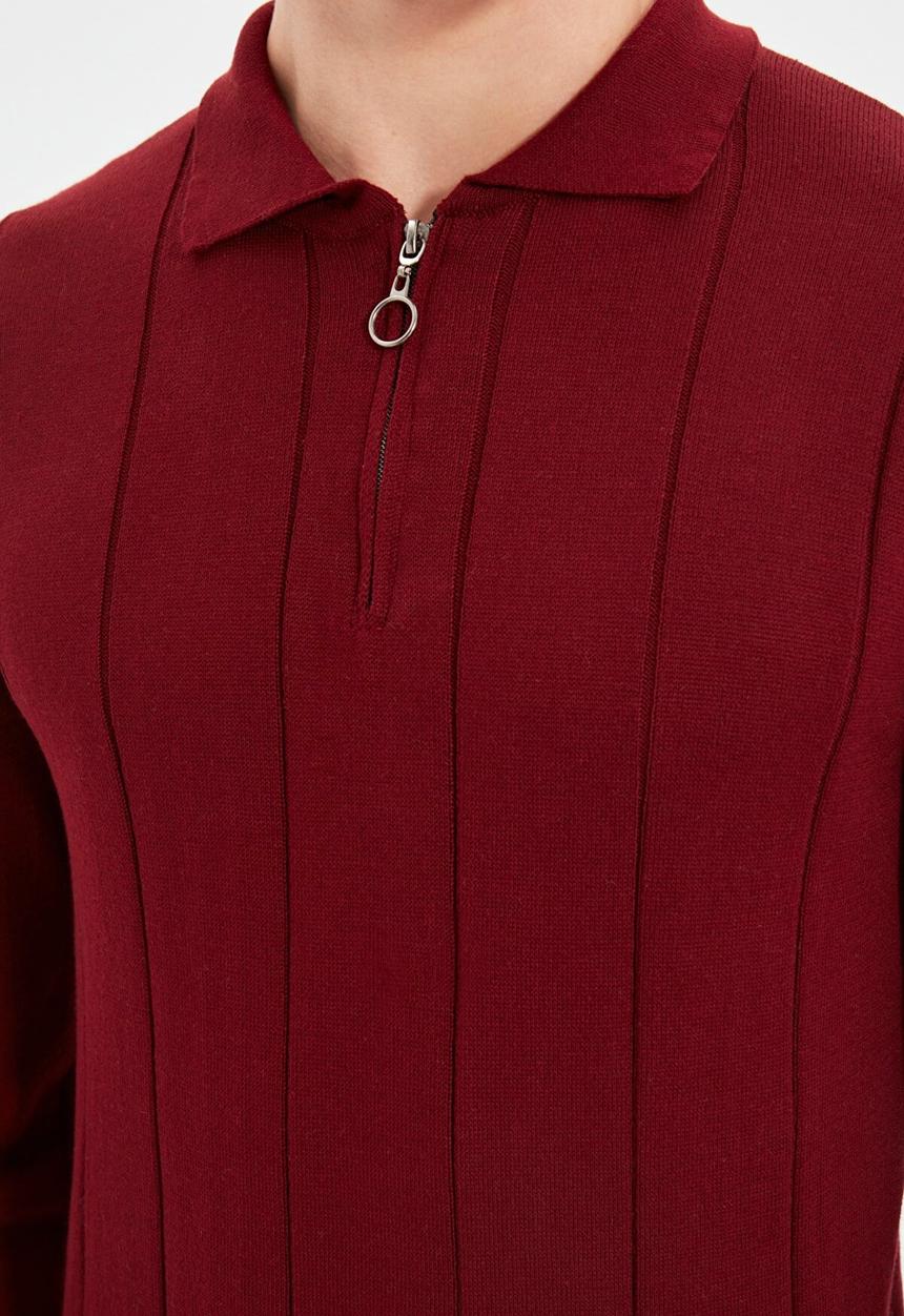 Trendyol - Johnny long sleeve knit golfer jumper - burgundy