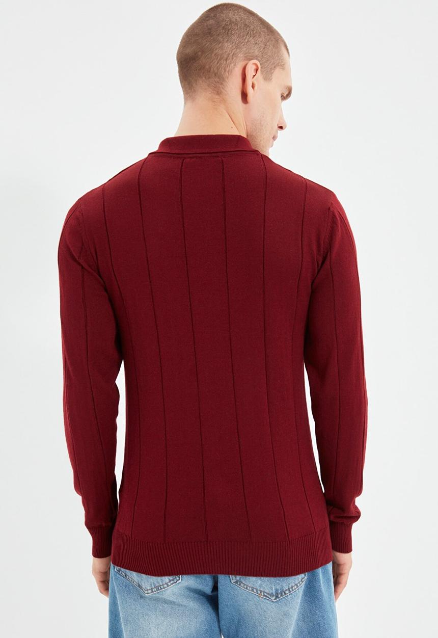 Trendyol - Johnny long sleeve knit golfer jumper - burgundy
