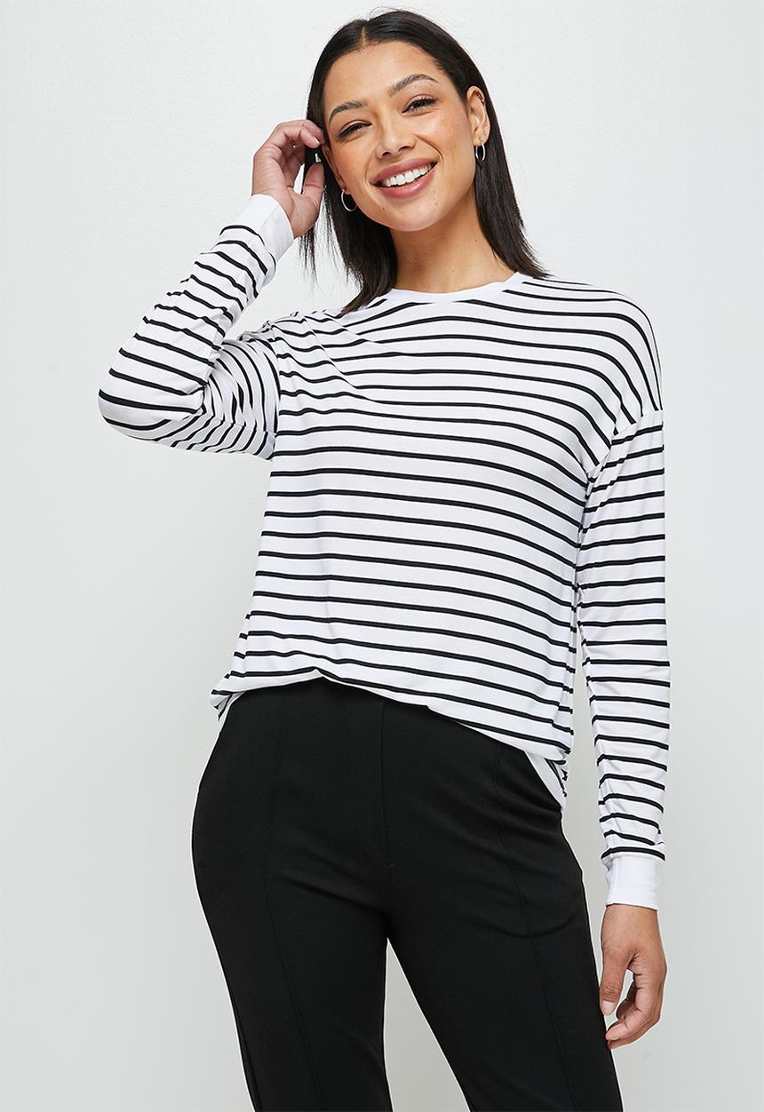 edit - Stripe boxy tee - black & white stripe