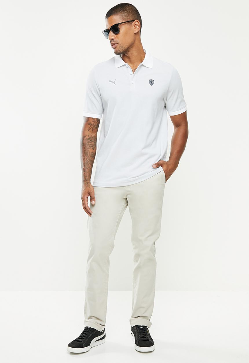 PUMA - Ferrari Style Two-Tone Men's Polo Shirt- puma white