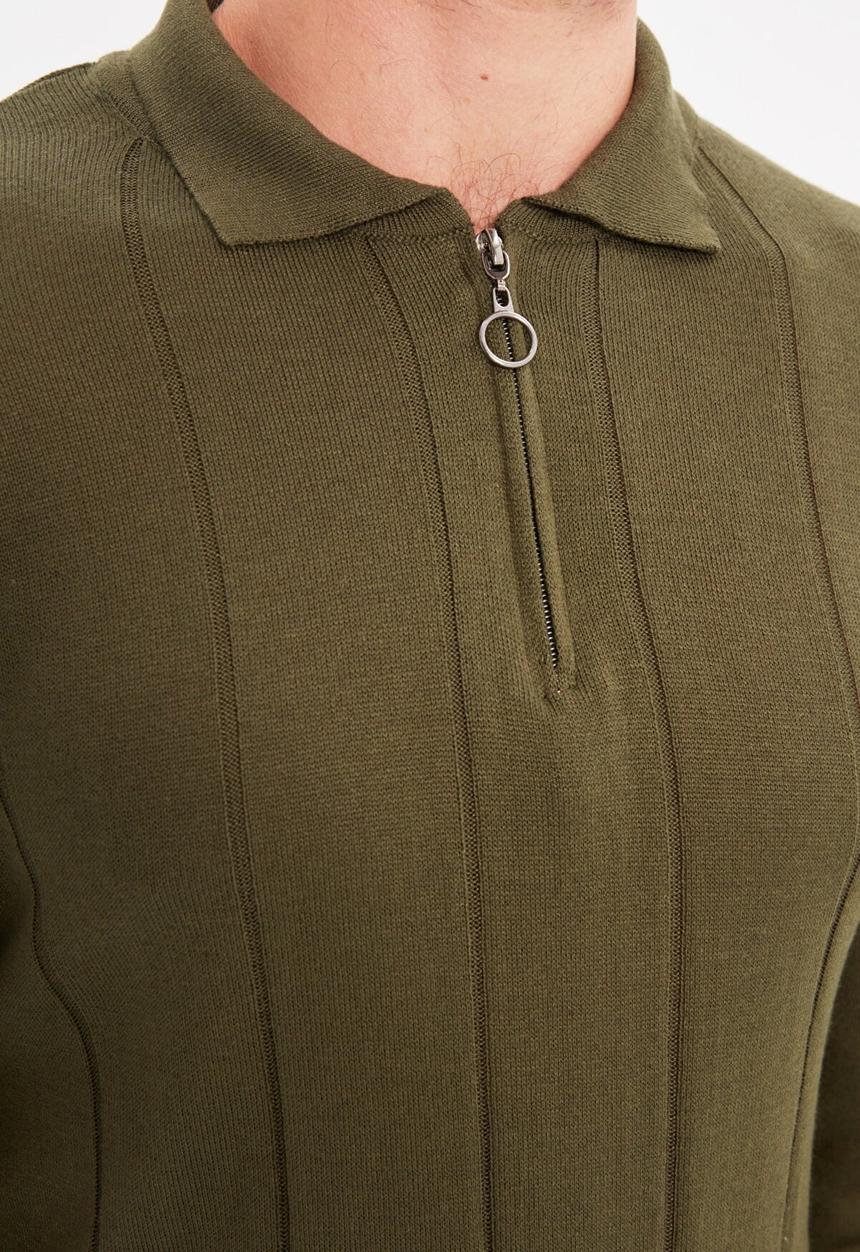 Trendyol - Johnny long sleeve knit golfer jumper - khaki