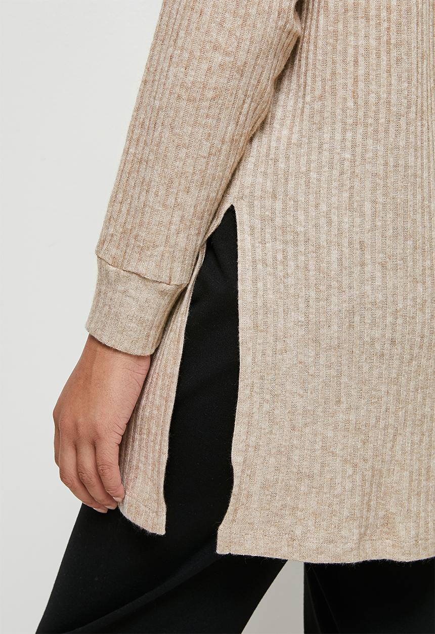 edit - Ribbed longline top - oatmeal