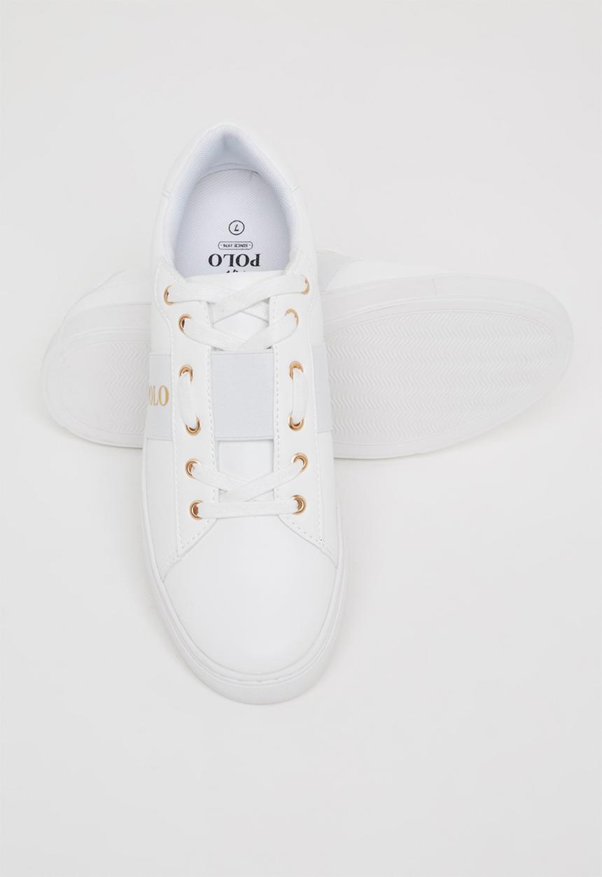POLO - Classic side flash sneaker - white & gold