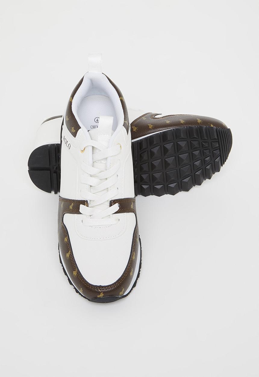POLO - Monogram knit sneaker - white & brown
