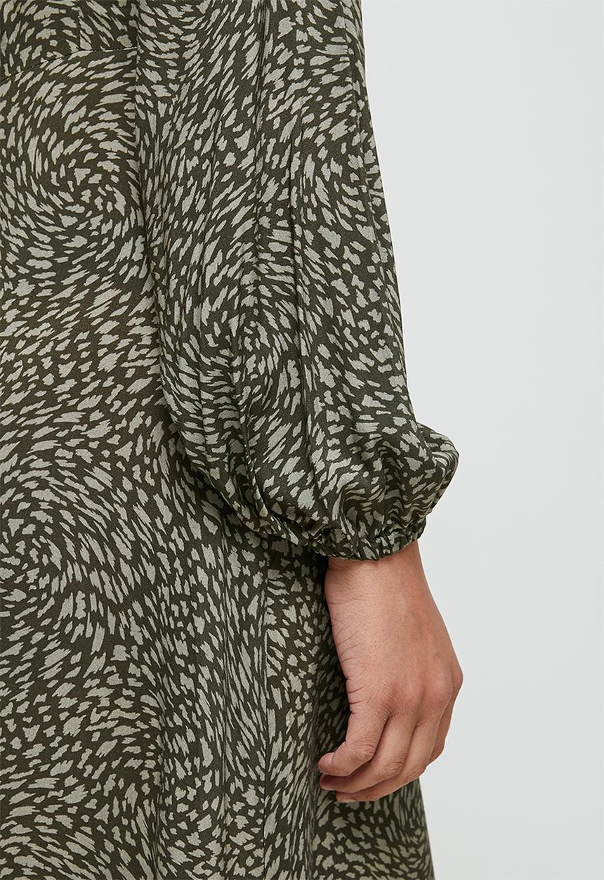 edit - Round neck loose fit midi dress - olive brush skin