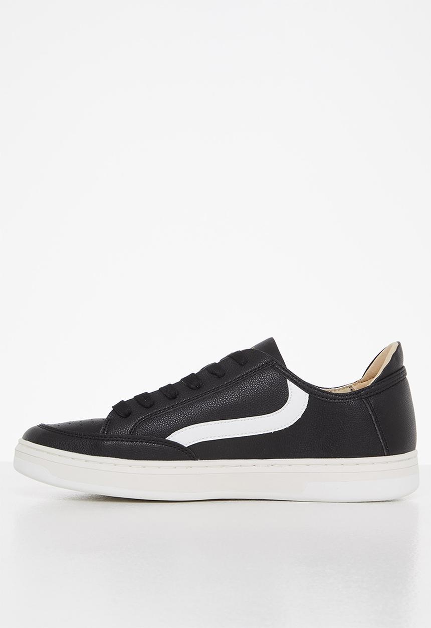 Superdry. - Basket lux low trainer - black & white