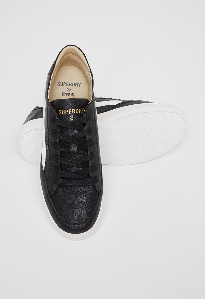 Superdry. - Basket lux low trainer - black & white