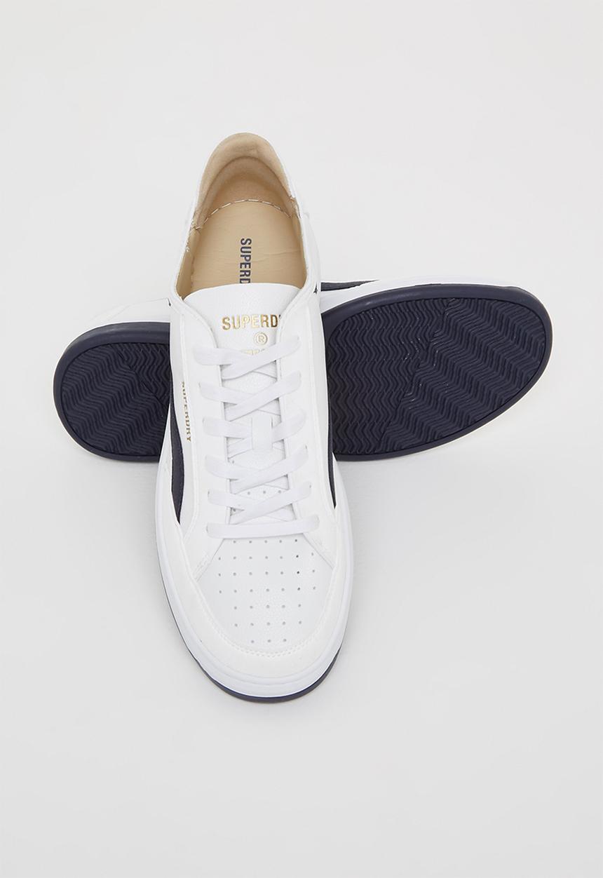 Superdry. - Basket lux low trainer - white & navy