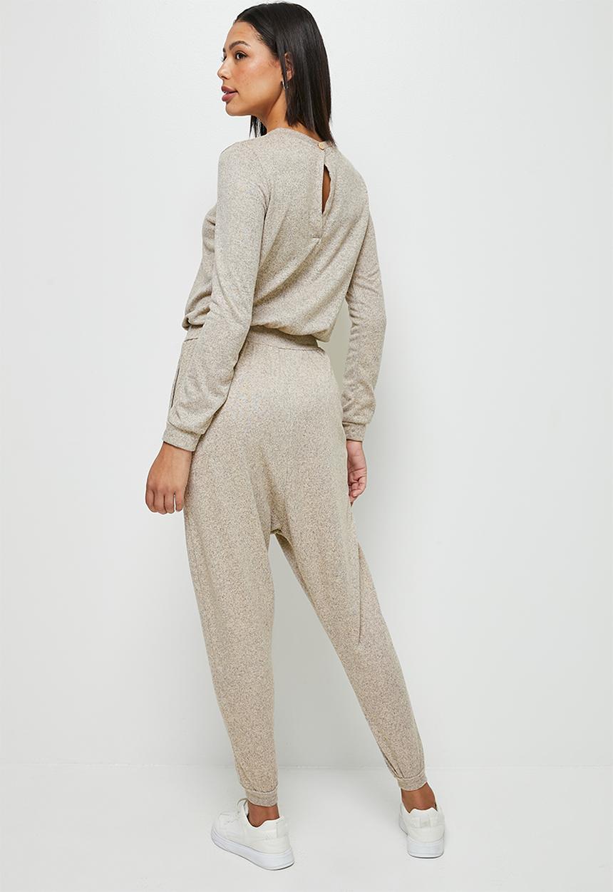 edit - Cosy knit harem jumpsuit - oatmeal
